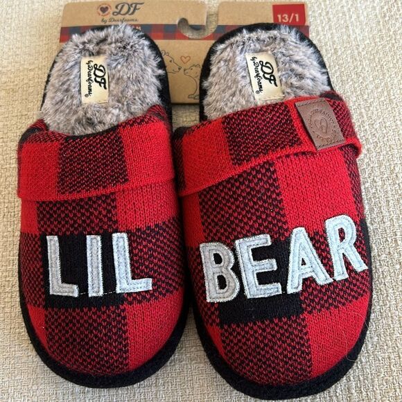 Dearfoams Lil Bear Buffalo Check Clog Slipper NWT - Picture 11 of 13